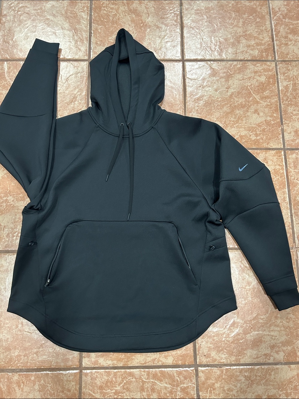 Nike Black Hooded Pullover with Zip-Detail Kangaroo Pocket